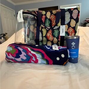 Colorful Vera Bradley Shell Design Tote, Beach Towel and Columbia Tumbler Set